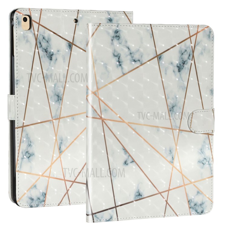 Light Spot Decor Pattern Printing Smart Leather Stand Tablet Case for iPad 9.7-inch (2018)/(2017)/iPad Pro 9.7 inch (2016)/Air 2/Air (2013) - Marble Grain and Line-2
