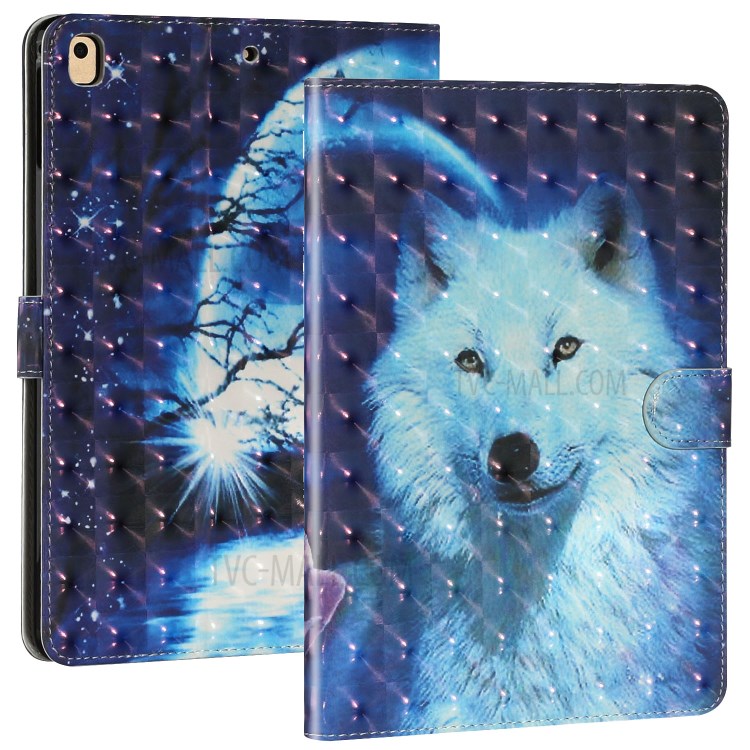 Light Spot Decor Pattern Printing Smart Leather Stand Tablet Case for iPad 9.7-inch (2018)/(2017)/iPad Pro 9.7 inch (2016)/Air 2/Air (2013) - White Wolf-2