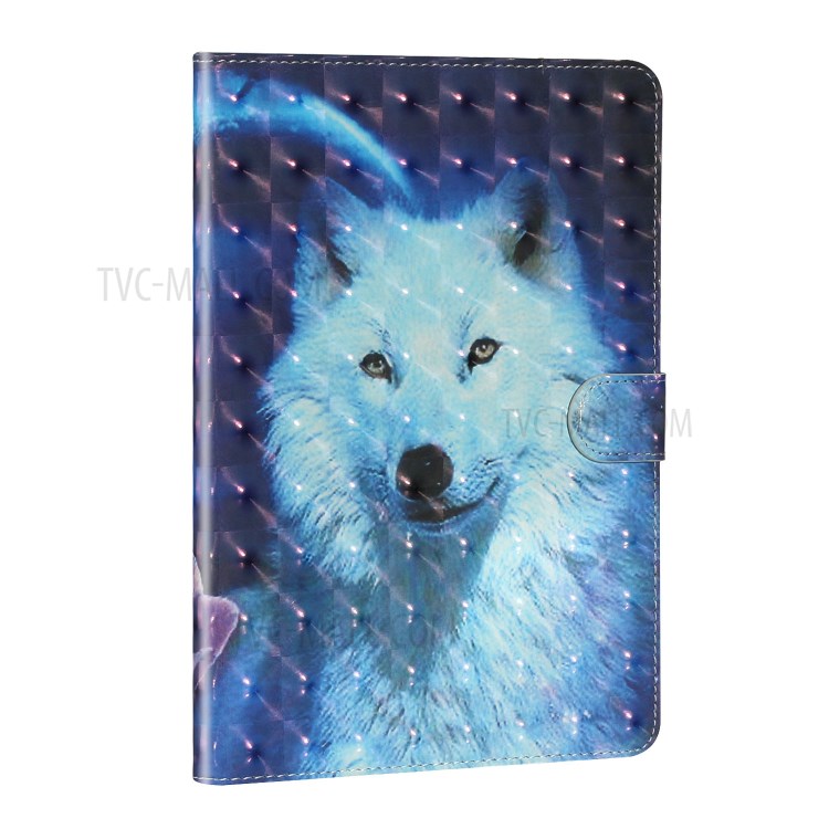 Light Spot Decor Pattern Printing Smart Leather Stand Tablet Case for iPad 9.7-inch (2018)/(2017)/iPad Pro 9.7 inch (2016)/Air 2/Air (2013) - White Wolf-4