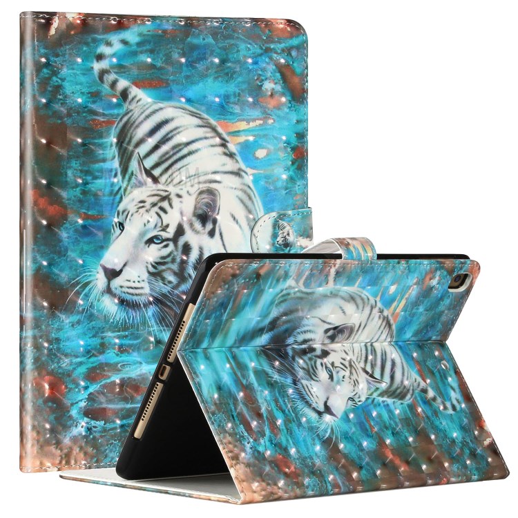 Light Spot Decor Pattern Printing Smart Leather Stand Tablet Case for iPad 9.7-inch (2018)/(2017)/iPad Pro 9.7 inch (2016)/Air 2/Air (2013) - White Tiger-1
