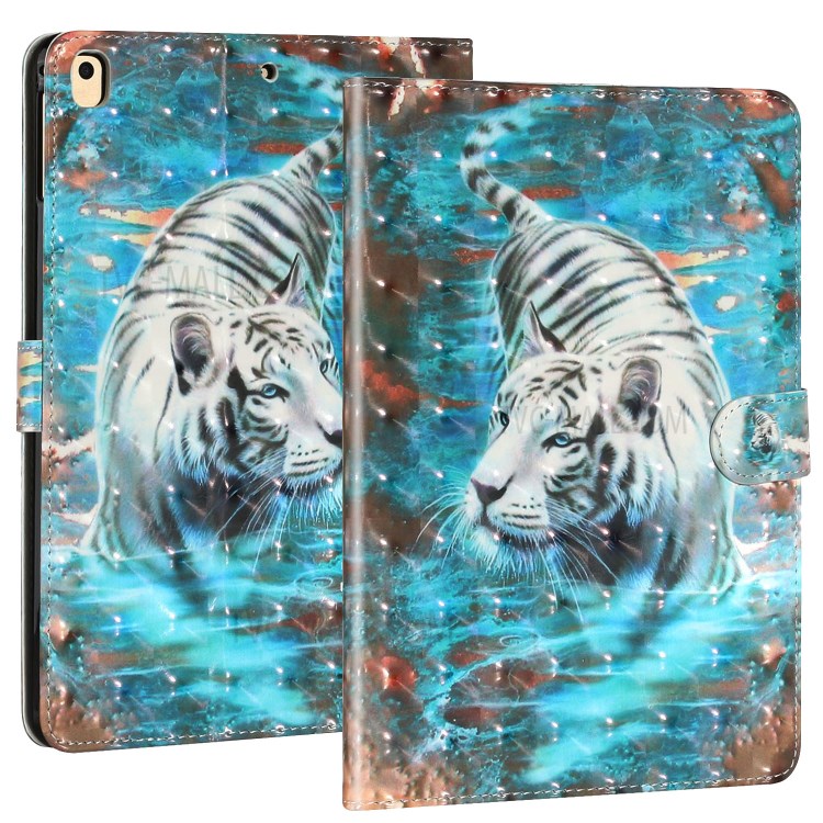 Light Spot Decor Pattern Printing Smart Leather Stand Tablet Case for iPad 9.7-inch (2018)/(2017)/iPad Pro 9.7 inch (2016)/Air 2/Air (2013) - White Tiger-2