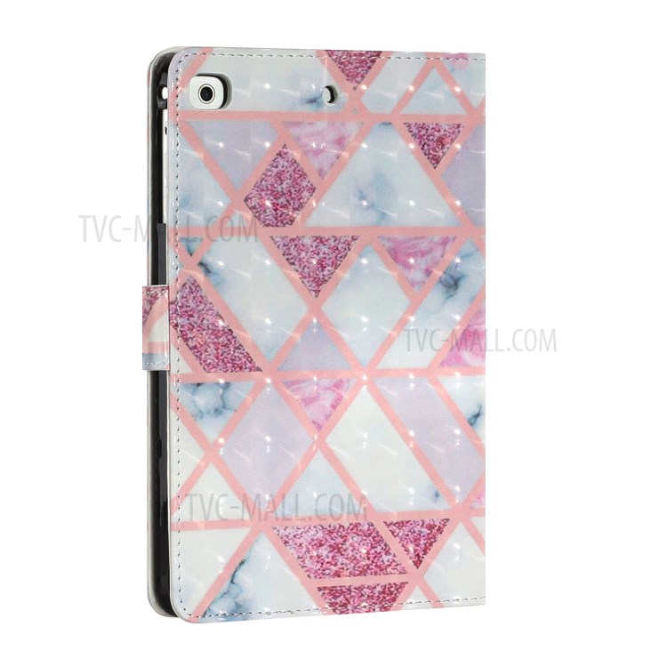 Light Spot Decor Pattern Printing Smart Leather Stand Protective Case for iPad Mini/Mini 2/Mini 3/Mini 4/Mini (2019) 7.9 inch - Pink Marble Pattern-5