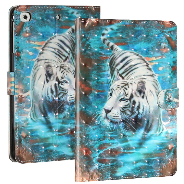 Light Spot Decor Pattern Printing Smart Leather Stand Protective Case for iPad Mini/Mini 2/Mini 3/Mini 4/Mini (2019) 7.9 inch - White Tiger-2