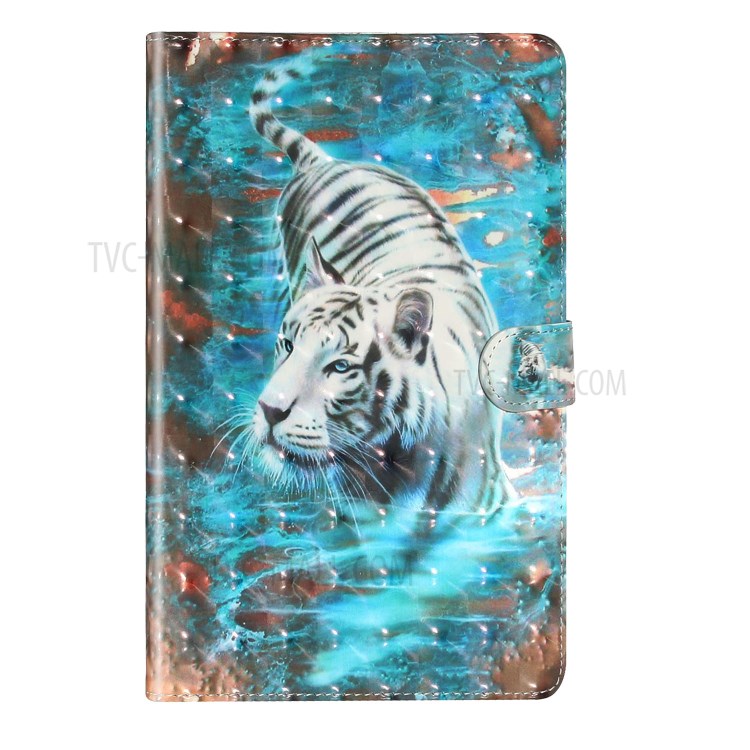 Light Spot Decor Pattern Printing Smart Leather Stand Protective Case for iPad Mini/Mini 2/Mini 3/Mini 4/Mini (2019) 7.9 inch - White Tiger-3