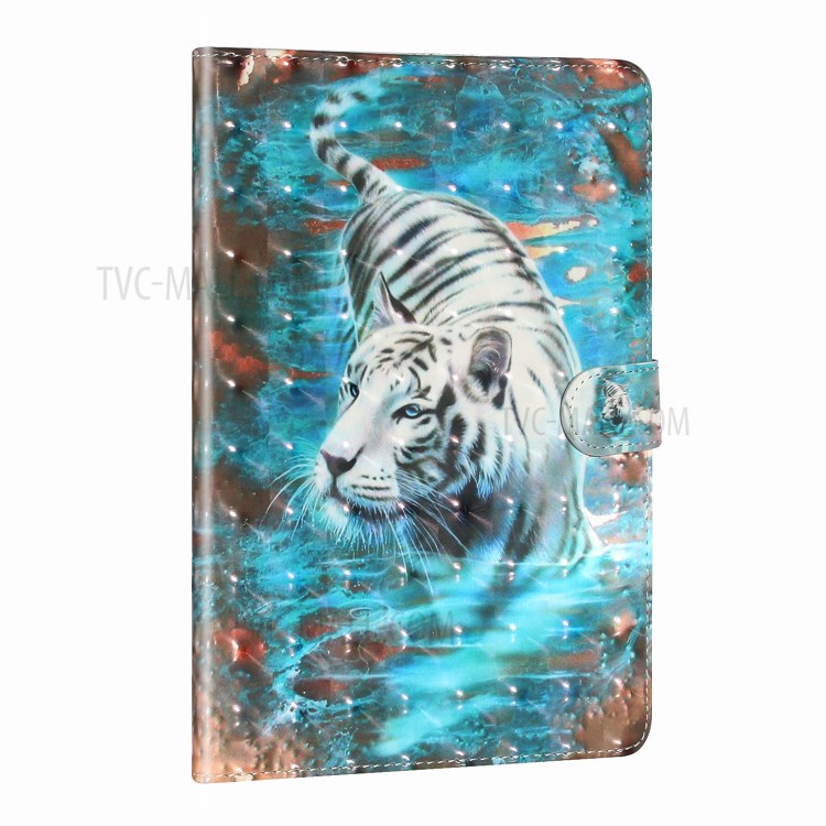 Light Spot Decor Pattern Printing Smart Leather Stand Protective Case for iPad Mini/Mini 2/Mini 3/Mini 4/Mini (2019) 7.9 inch - White Tiger-4