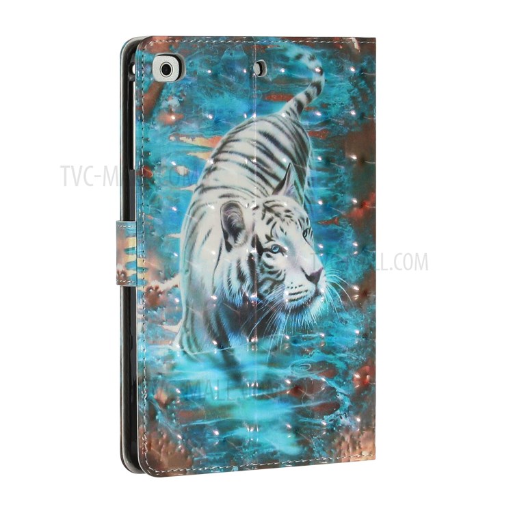 Light Spot Decor Pattern Printing Smart Leather Stand Protective Case for iPad Mini/Mini 2/Mini 3/Mini 4/Mini (2019) 7.9 inch - White Tiger-5