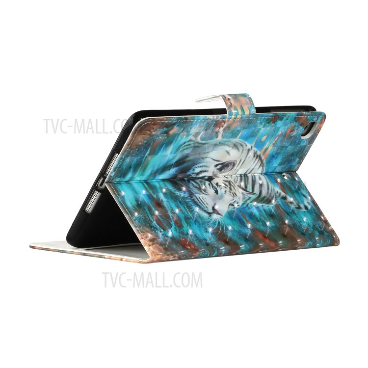 Light Spot Decor Pattern Printing Smart Leather Stand Protective Case for iPad Mini/Mini 2/Mini 3/Mini 4/Mini (2019) 7.9 inch - White Tiger-6