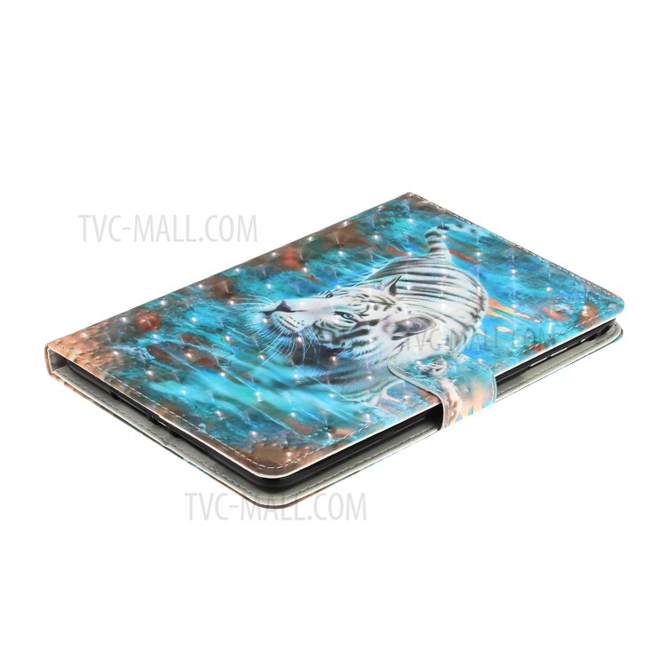 Light Spot Decor Pattern Printing Smart Leather Stand Protective Case for iPad Mini/Mini 2/Mini 3/Mini 4/Mini (2019) 7.9 inch - White Tiger-7