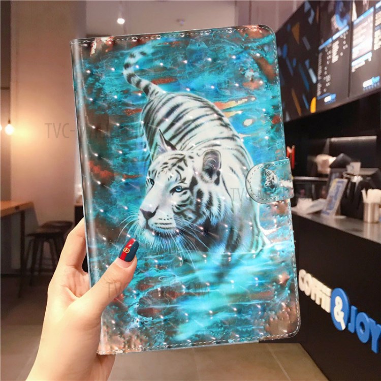 Light Spot Decor Pattern Printing Smart Leather Stand Protective Case for iPad Mini/Mini 2/Mini 3/Mini 4/Mini (2019) 7.9 inch - White Tiger-8