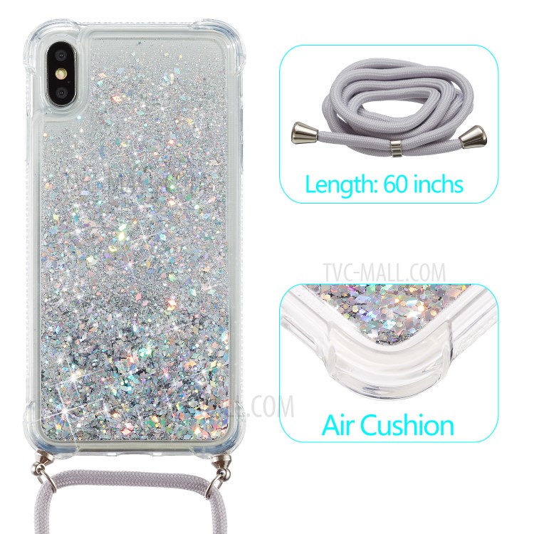 Glitter Powder Skin Quicksand TPU Back Unique Case for iPhone XS Max 6.5 inch - White-2