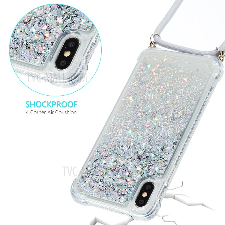 Glitter Powder Skin Quicksand TPU Back Unique Case for iPhone XS Max 6.5 inch - White-4