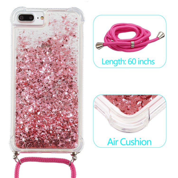 Shell TPU Poudre de Poudre à Paillettes Pour Iphone 8 Plus / 7 Plus / 6 Plus - Rose