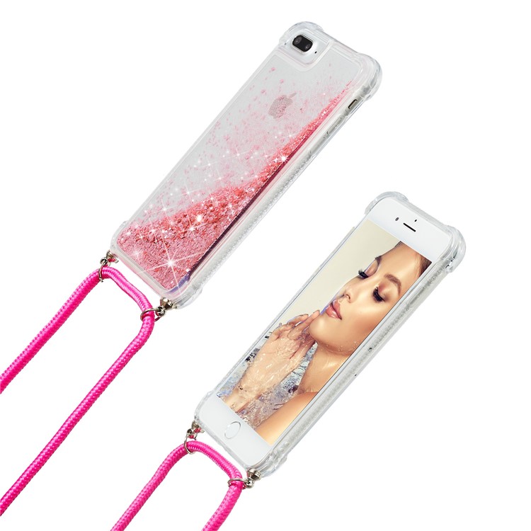 Polvo Del Brillo Arenas Movedizas Cáscara TPU Para El IPhone 8 Plus / 7 Más / 6 Plus - Rosa-4