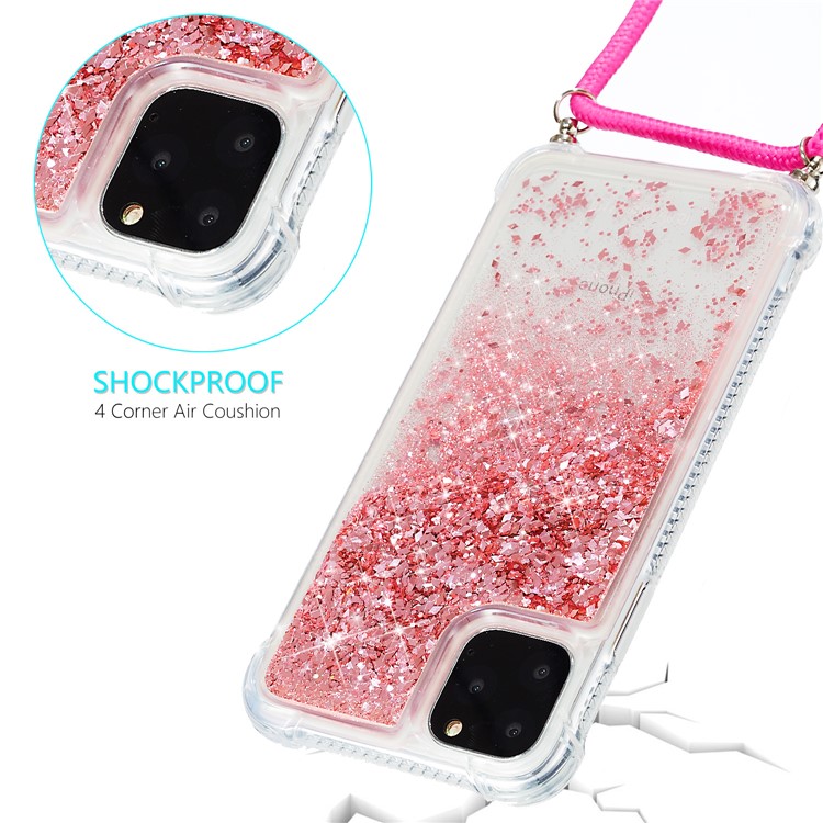 Casa de Retroceso de TPU de Estilo en Polvo Glitter Powder Para Iphone 12 Pro Max 6.7 Pulgadas - Rosa-4