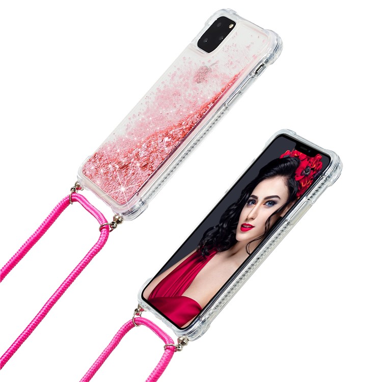 Casa de Retroceso de TPU de Estilo en Polvo Glitter Powder Para Iphone 12 Pro Max 6.7 Pulgadas - Rosa-6