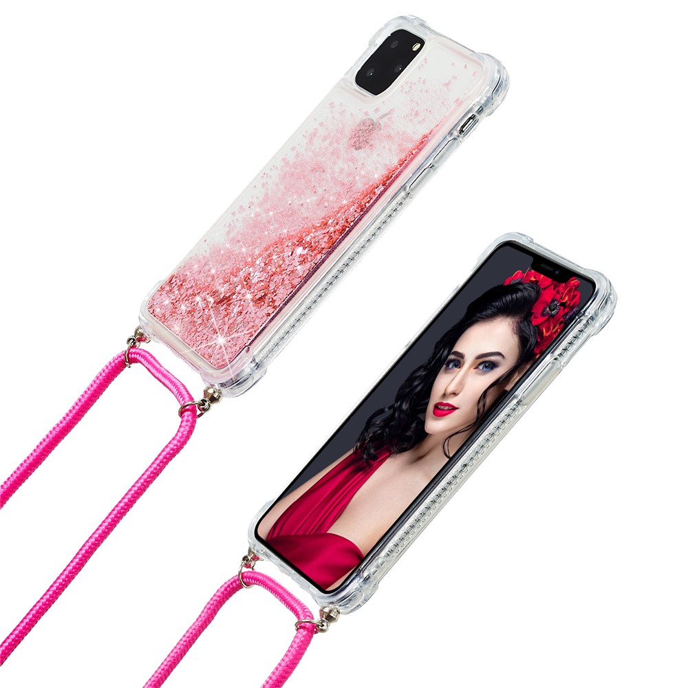 Glitter Powder Quicksand TPU Cover for iPhone 12 Pro/12 - Rose-6