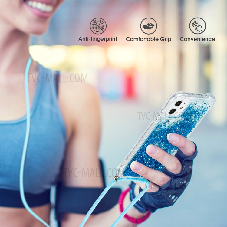 Glitter Powder Skin Quicksand Style TPU Back Unique Cell Phone Case for iPhone 11 6.1 inch - Blue-5
