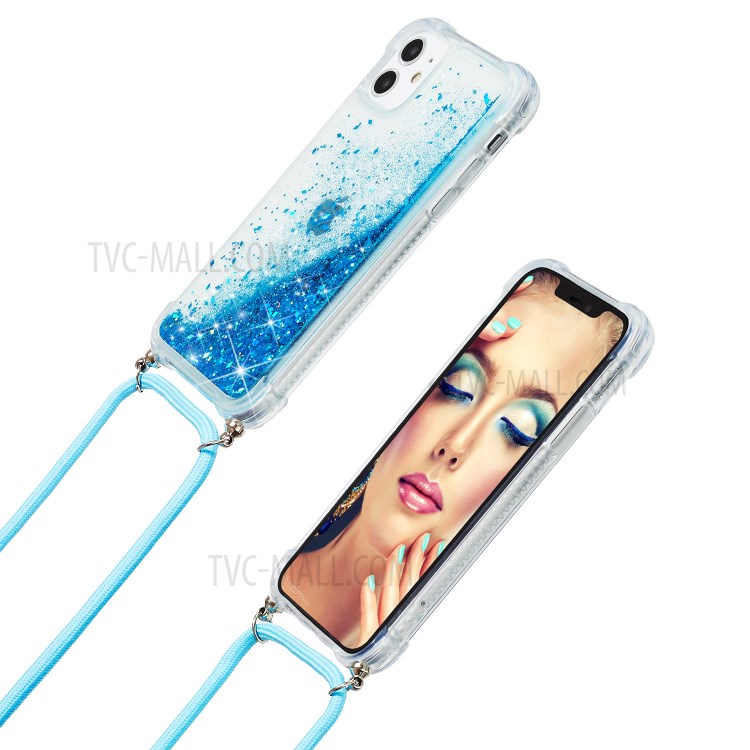 Glitter Powder Skin Quicksand Style TPU Back Unique Cell Phone Case for iPhone 11 6.1 inch - Blue-6