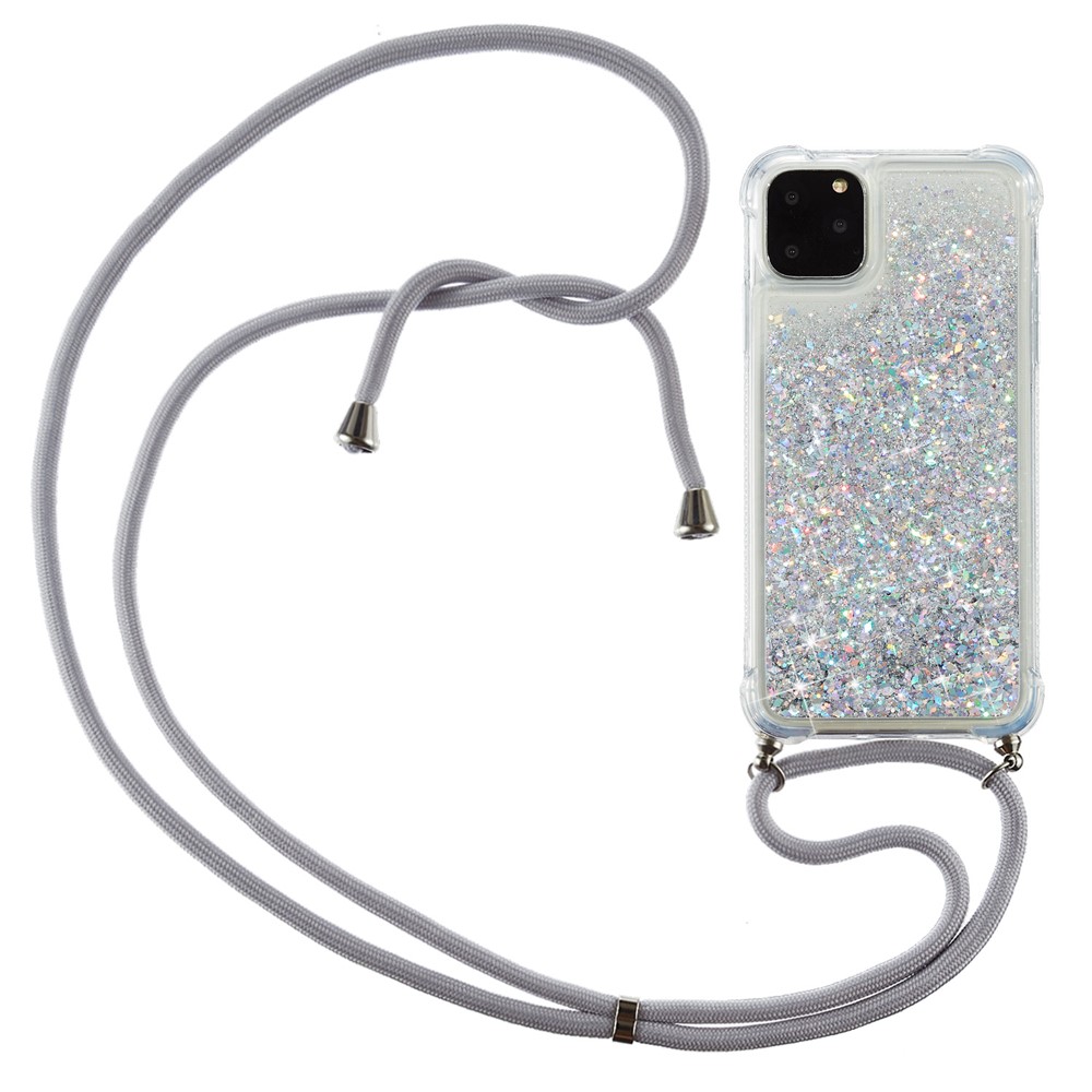 Glitter Powder Skin Quicksand TPU Back Case with Lanyard for iPhone 11 Pro 5.8 inch - White-1
