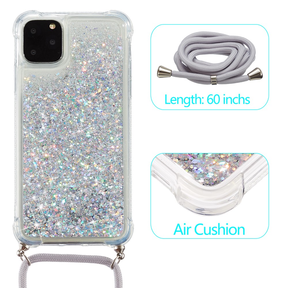 Glitter Powder Skin Quicksand TPU Back Case with Lanyard for iPhone 11 Pro 5.8 inch - White-2