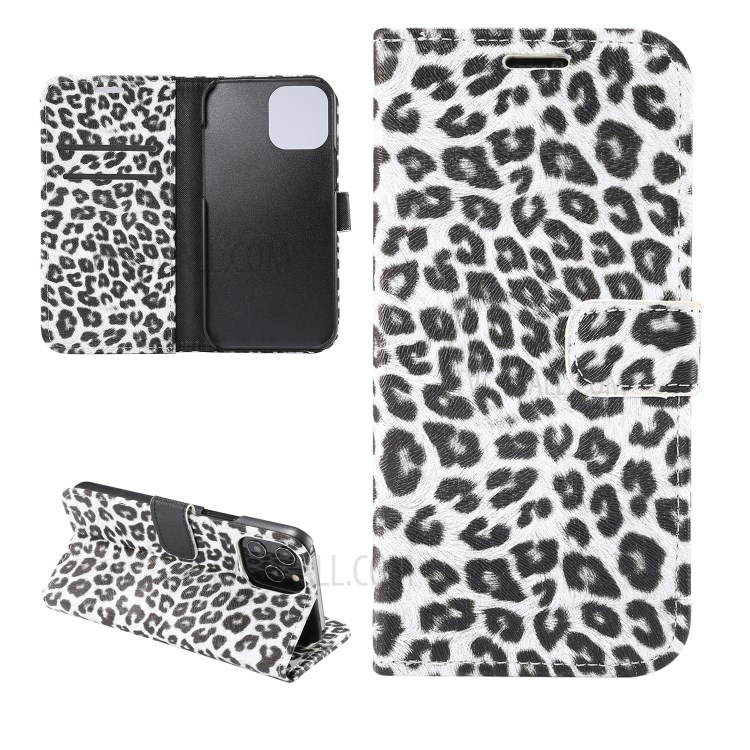 Leopard Pattern Wallet Stand Leather Phone Shell for iPhone 12 Pro Max 6.7-inch - White-1