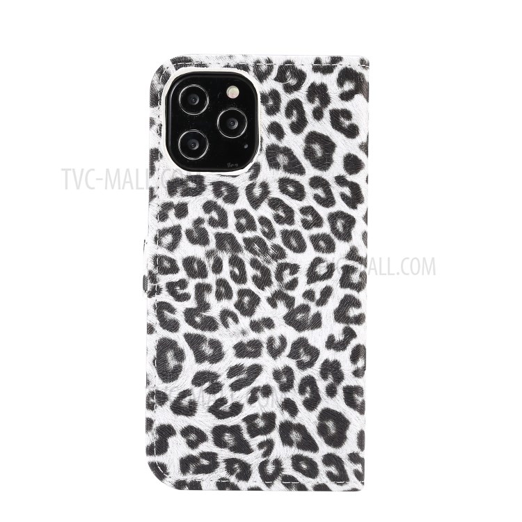 Leopard Pattern Wallet Stand Leather Phone Shell for iPhone 12 Pro Max 6.7-inch - White-3