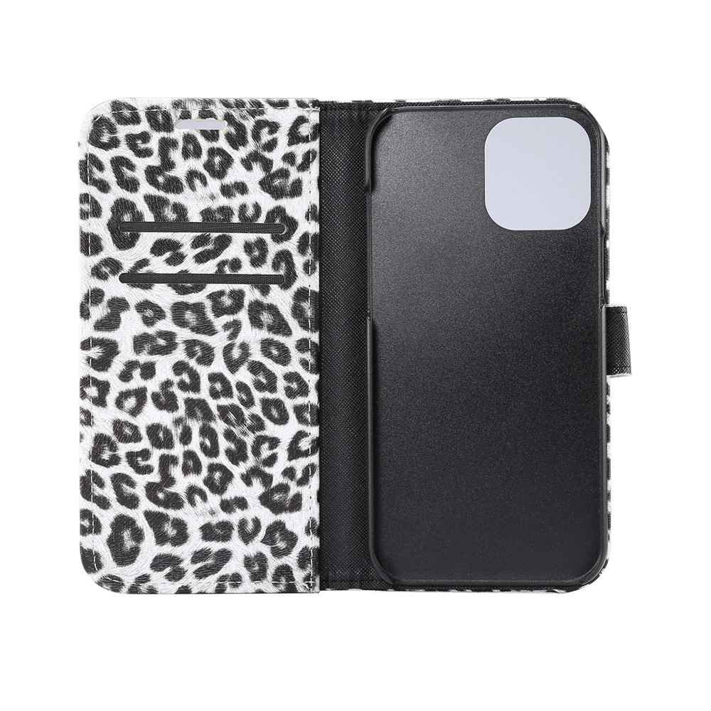 Capa de Couro Com Padrão de Leopardo Para Iphone 12 Pro/12 - Branco