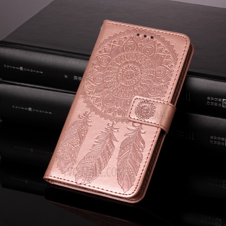 Dream Catcher Flower Imprinted Magnetic Leather Cover for iPhone 12 Pro/12 - Rose Gold-10