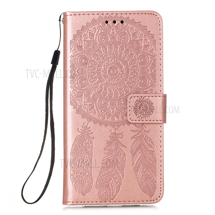 Dream Catcher Flower Imprinted Magnetic Leather Cover for iPhone 12 Pro/12 - Rose Gold-2