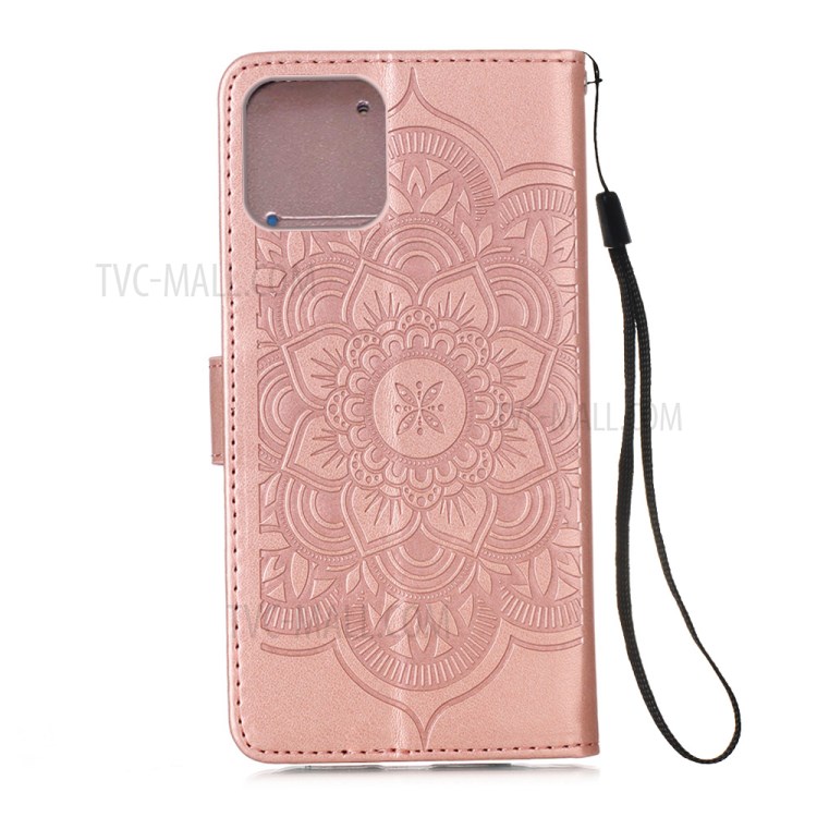 Dream Catcher Flower Imprinted Magnetic Leather Cover for iPhone 12 Pro/12 - Rose Gold-3