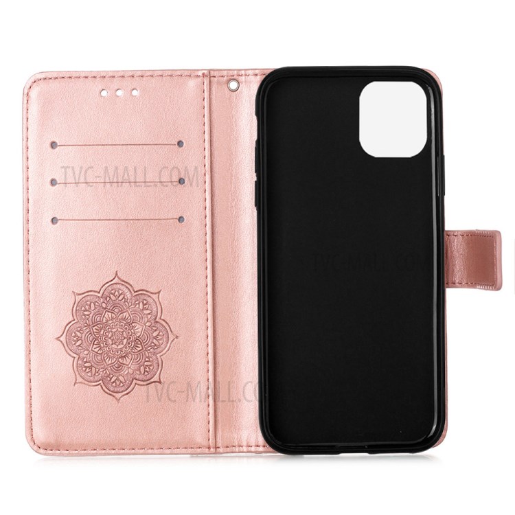 Dream Catcher Flower Imprinted Magnetic Leather Cover for iPhone 12 Pro/12 - Rose Gold-4