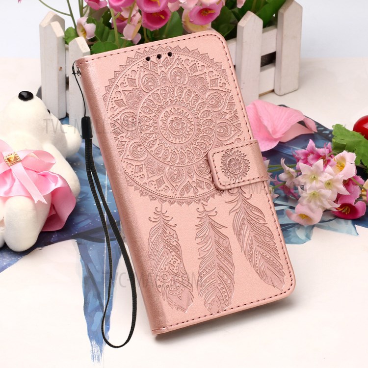 Dream Catcher Flower Imprinted Magnetic Leather Cover for iPhone 12 Pro/12 - Rose Gold-7