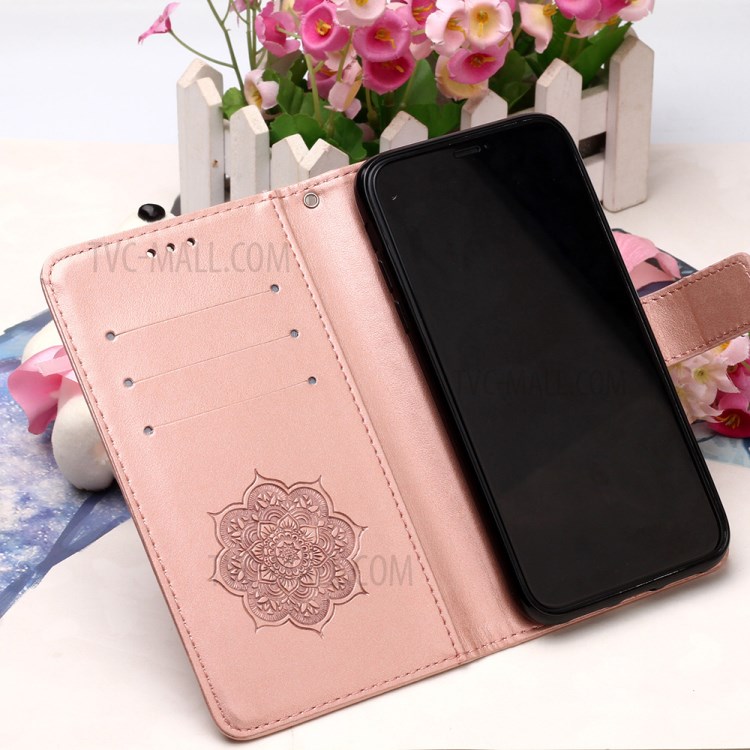 Dream Catcher Flower Imprinted Magnetic Leather Cover for iPhone 12 Pro/12 - Rose Gold-9