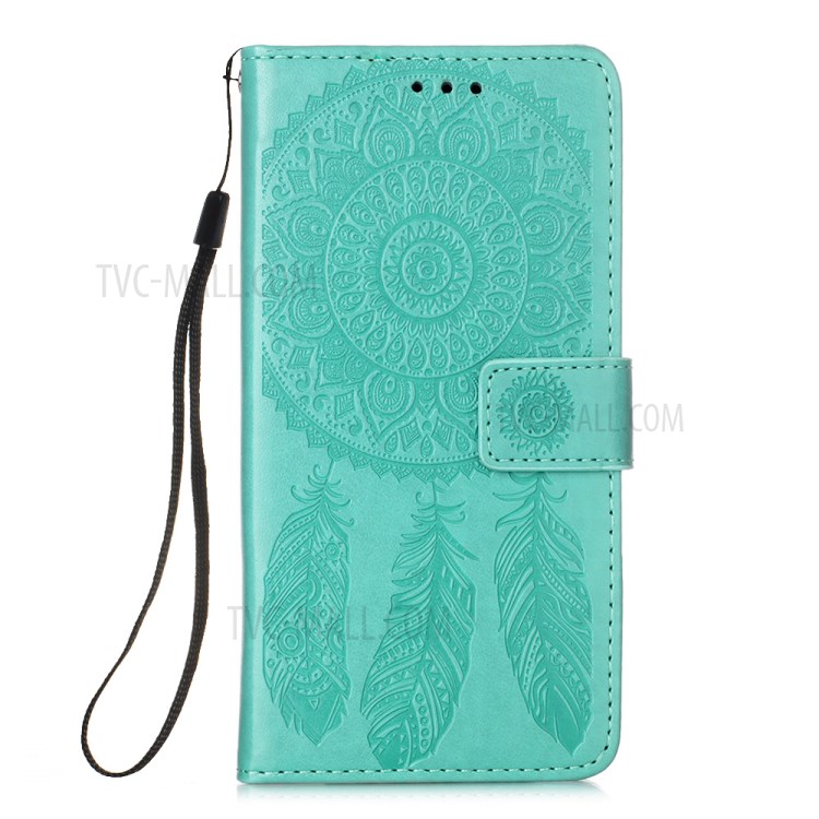 Imprinted Dream Catcher Flower Leather Shell for iPhone 12 mini - Green-2