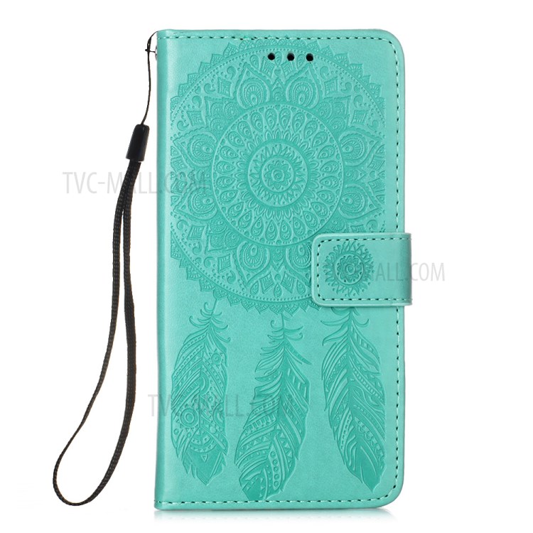 Imprinted Dream Catcher Flower Leather Shell for iPhone 12 5.4 inch - Green-2