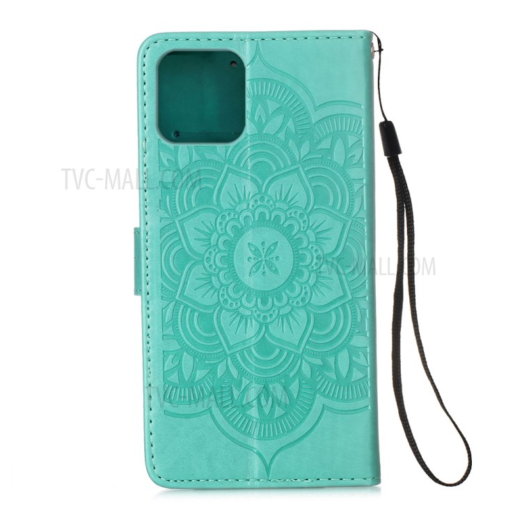 Imprinted Dream Catcher Flower Leather Shell for iPhone 12 mini - Green-3