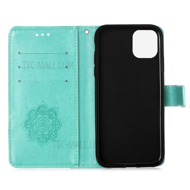 Imprinted Dream Catcher Flower Leather Shell for iPhone 12 5.4 inch - Green-4