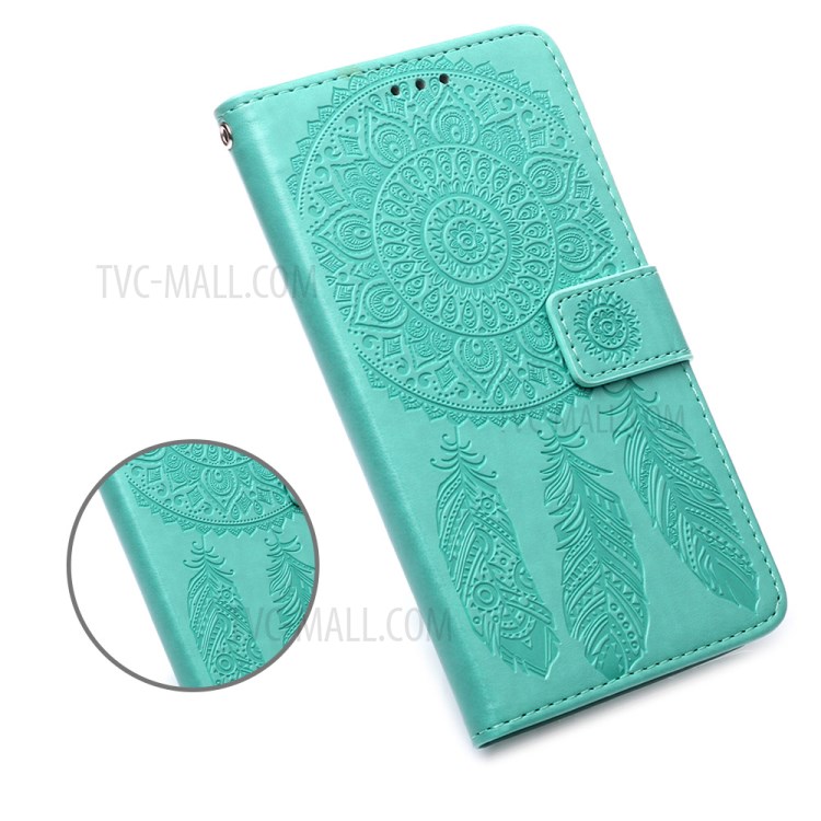 Imprinted Dream Catcher Flower Leather Shell for iPhone 12 mini - Green-6