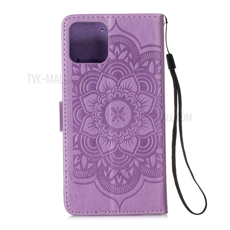 Imprinted Dream Catcher Flower Leather Shell for iPhone 12 mini - Purple-3