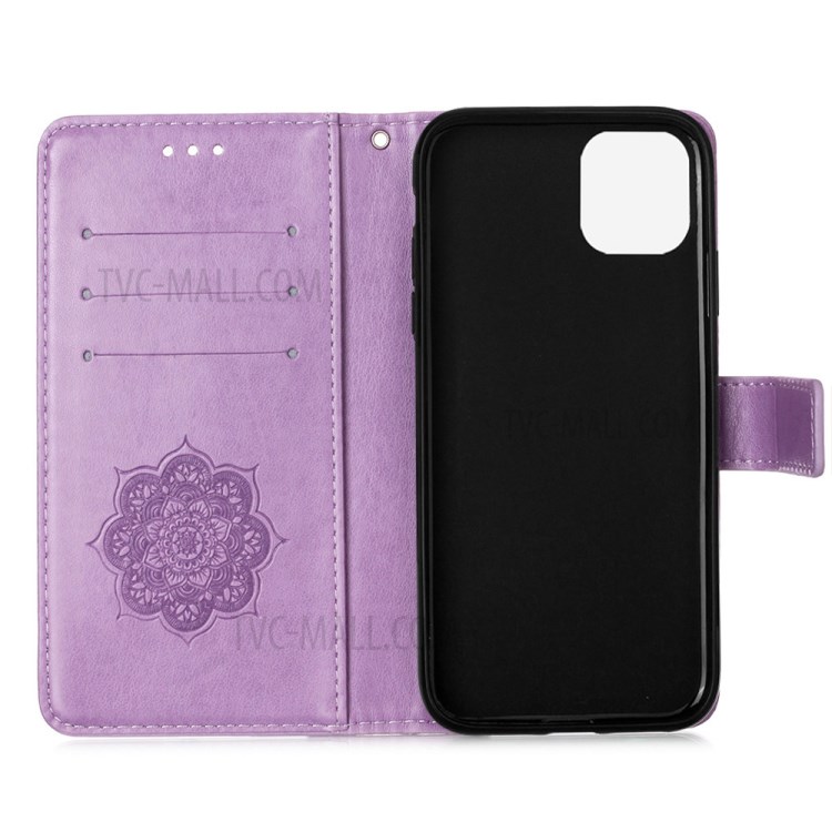 Imprinted Dream Catcher Flower Leather Shell for iPhone 12 mini - Purple-4