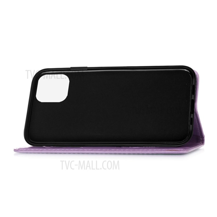 Imprinted Dream Catcher Flower Leather Shell for iPhone 12 mini - Purple-5