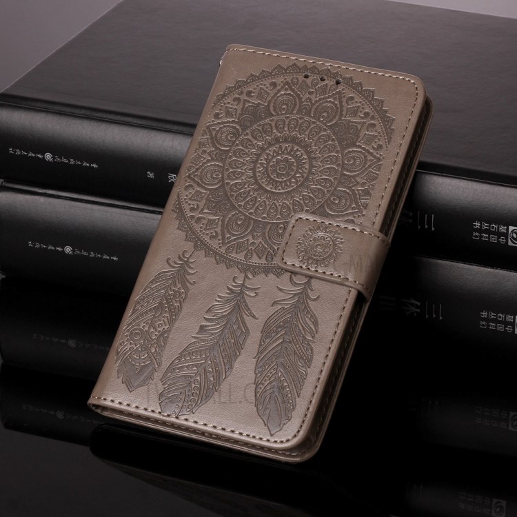 Imprinted Dream Catcher Flower Leather Shell for iPhone 12 mini - Grey-10