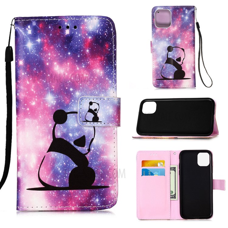 Pattern Printing with Wallet Leather Cover for iPhone 12 Pro/12 - Sad Panda-1