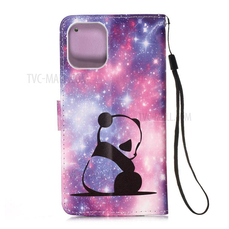 Pattern Printing with Wallet Leather Cover for iPhone 12 Pro/12 - Sad Panda-3