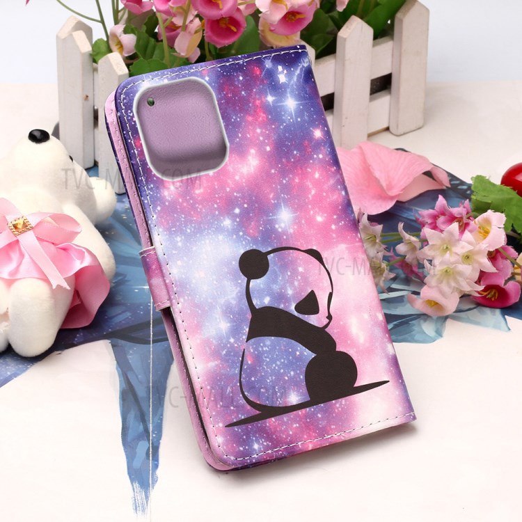 Pattern Printing with Wallet Leather Cover for iPhone 12 Pro/12 - Sad Panda-7