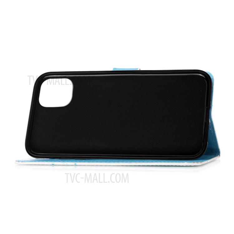 Pattern Printing with Wallet Leather Cover for iPhone 12 Pro/12 - Blue Butterfly-5