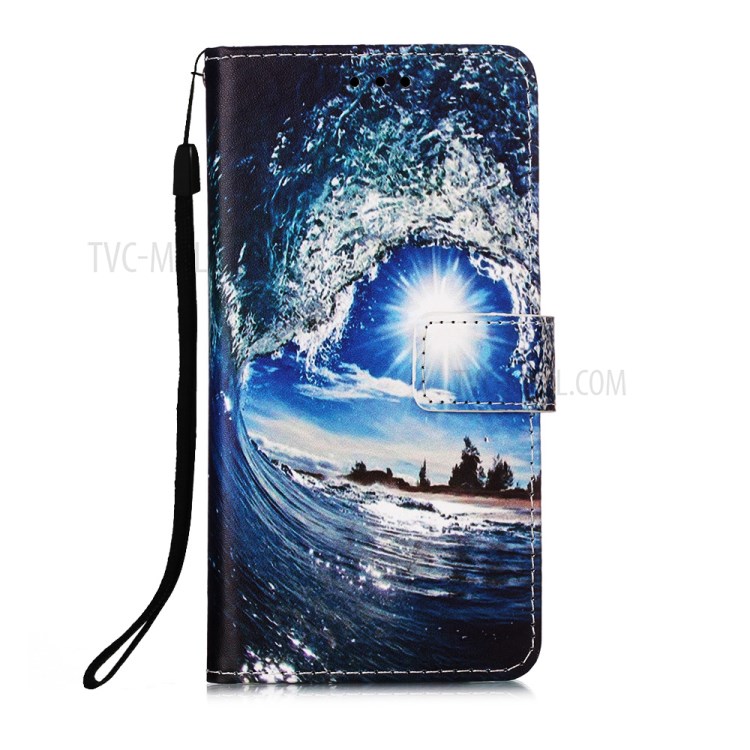 Pattern Printing with Wallet Leather Cover for iPhone 12 Pro/12 - Sea Wave-2