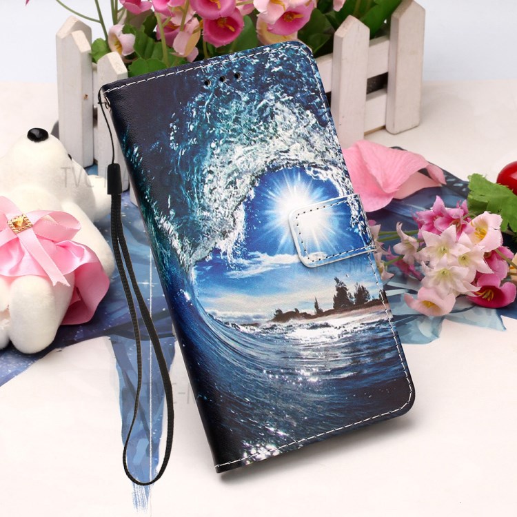 Pattern Printing with Wallet Leather Cover for iPhone 12 Pro/12 - Sea Wave-6