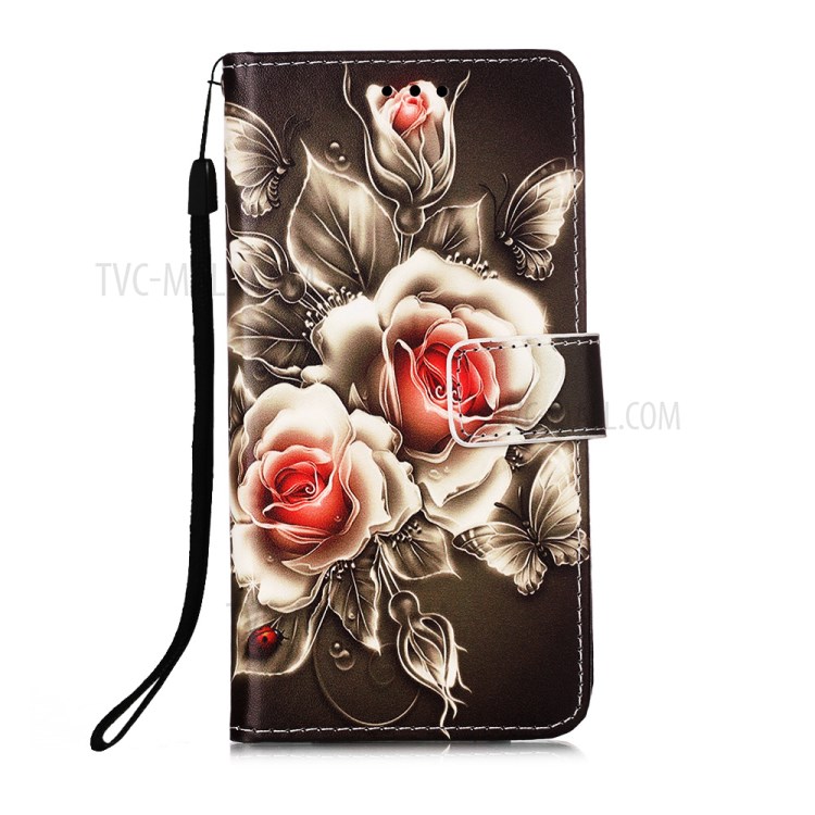 Pattern Printing with Wallet Leather Cover for iPhone 12 Pro/12 - Flower-2