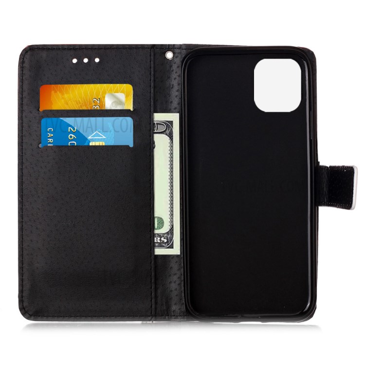 Pattern Printing with Wallet Leather Cover for iPhone 12 Pro/12 - Flower-4